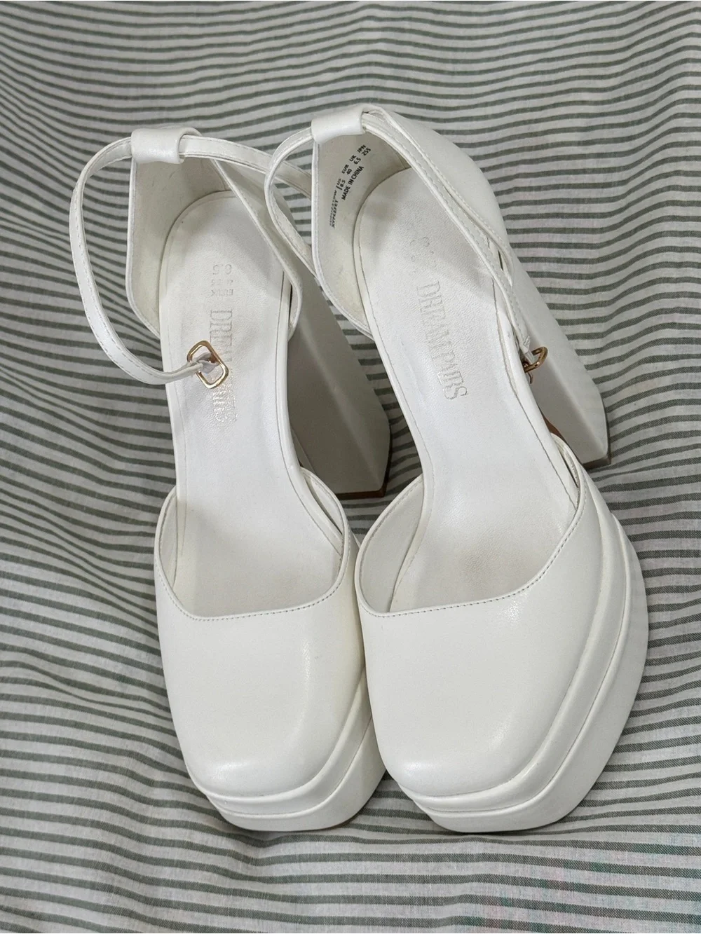White Platform Block Heels - Dream Pairs